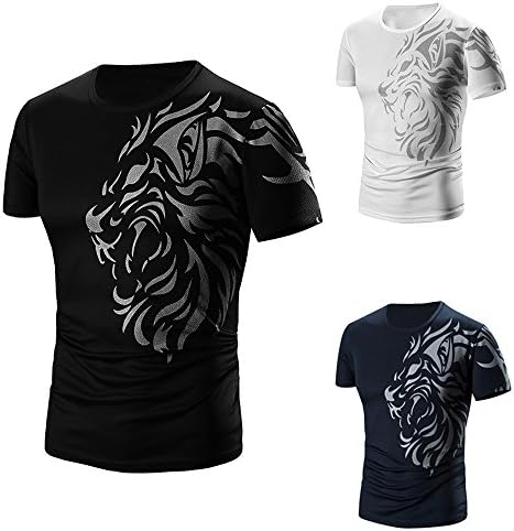 Qinnyo Men's T Shirt for Men Summer Fashion Printing Short Sleeved Tops Breathable Blouse Pullover Sweatshirt M-3XL