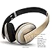 Sgin Wireless Bluetooth Stereo Headphones On Ear Foldable Headset,with Microphone,Lightweight,Comfortable,Powerful Bass(Gold)