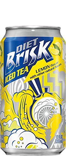 Diet Brisk Iced Tea, Lemon Flavor, 12 Oz Can (Pack of 24)