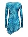 Lock and Love WT1062 Womens V Neck Long Sleeve Tie Dye Handkerchief Hem Tunic M TEAL