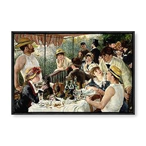 Framed Canvas Wall Art for Living Room, Bedroom La Grenouillere by Pierre-Auguste Renoir Canvas Prints for Modern Home Decoration Ready to Hang - 16"x24" inches