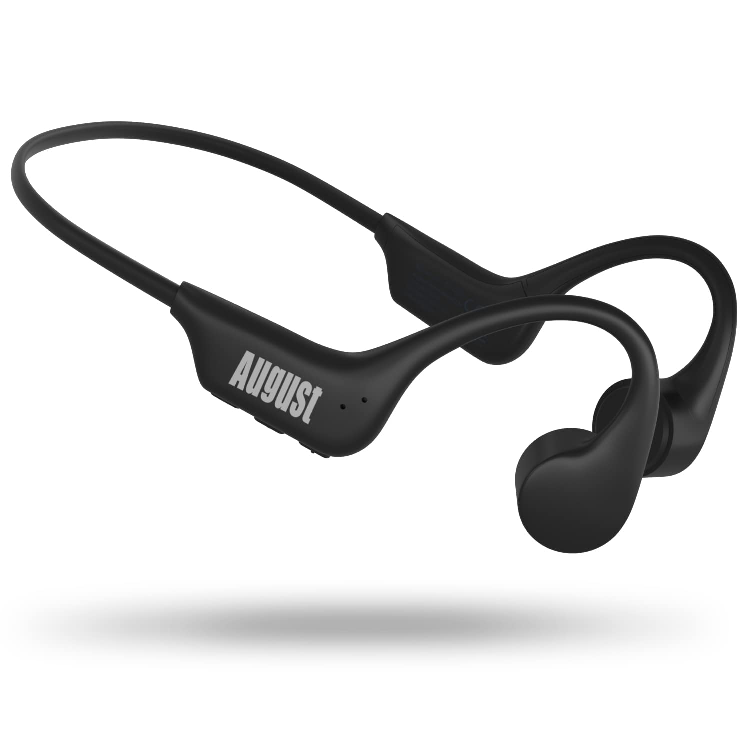 August EP400 Bone Conduction Headphones - Wireless Bluetooth 5.3 Sports Earphones Open Ear and Internal SD Card 16GB MP3 Player/Microphone Hands-Free / IP68 Waterproof Dust Dirt Sweat - Black