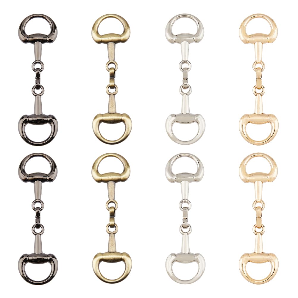 Photo 1 of SUPERFINDINGS 8Pcs 4 Colors Alloy D Ring Snaffle Bit Buckles Horse Bit Buckle Double Bit Buckle for DIY Snaffle Bit Horse Jewelry Loafer Shoes Decoration, 72x21x6mm