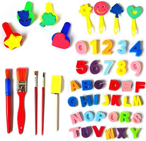 Myboree Sponge Painting Brushes Kids Painting Kits Foam Brushes,Art Craftssponge brush, Numbers Sponge and 26 English letters Brushes Set of 49 Pieces