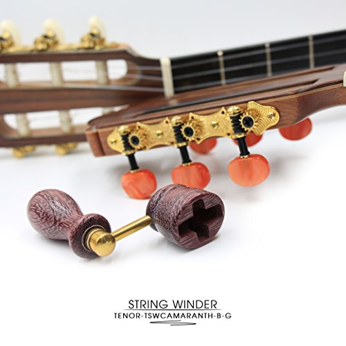 "AMARANTH" Handcrafted Wooden Guitar String Winder by Tenor. Designed For Classical, Flamenco, Acoustic, Electric Guitars and Ukuleles. Made Of Solid Handpicked AMARANTH Wood. Beautiful Vintage Look.