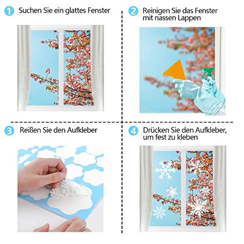 VGOODALL Schneeflocken Fenstersticker, 7 Blätter mit 1 Abstreicher Schneeflocken Fensteraufkleber Fensterbilder für Weihnachtsdeko Fensterdeko Winterdeko