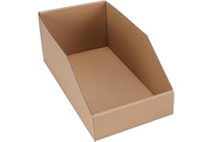 EXYGLO Cardboard Storage Bins 35 Pack, 12x6x4.5 Inch Cardboard Boxes, Corrugated Organizer Bins for Pantry, Shelves, Garage, 