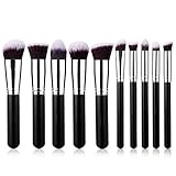 Natural Glamor 10 Piece Professional Kabuki Makeup Brush Set w/ Wooden Handle