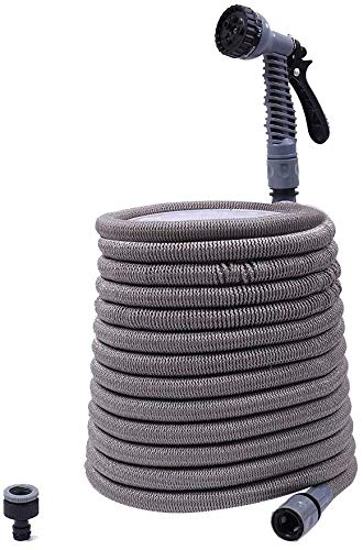 LINZI Expandable Garden Water Hose 30M 100FT Magic Hose Double Latex Inner Hose Flexible No Kink + Plastic Connectors + 7 Function Spray Gun