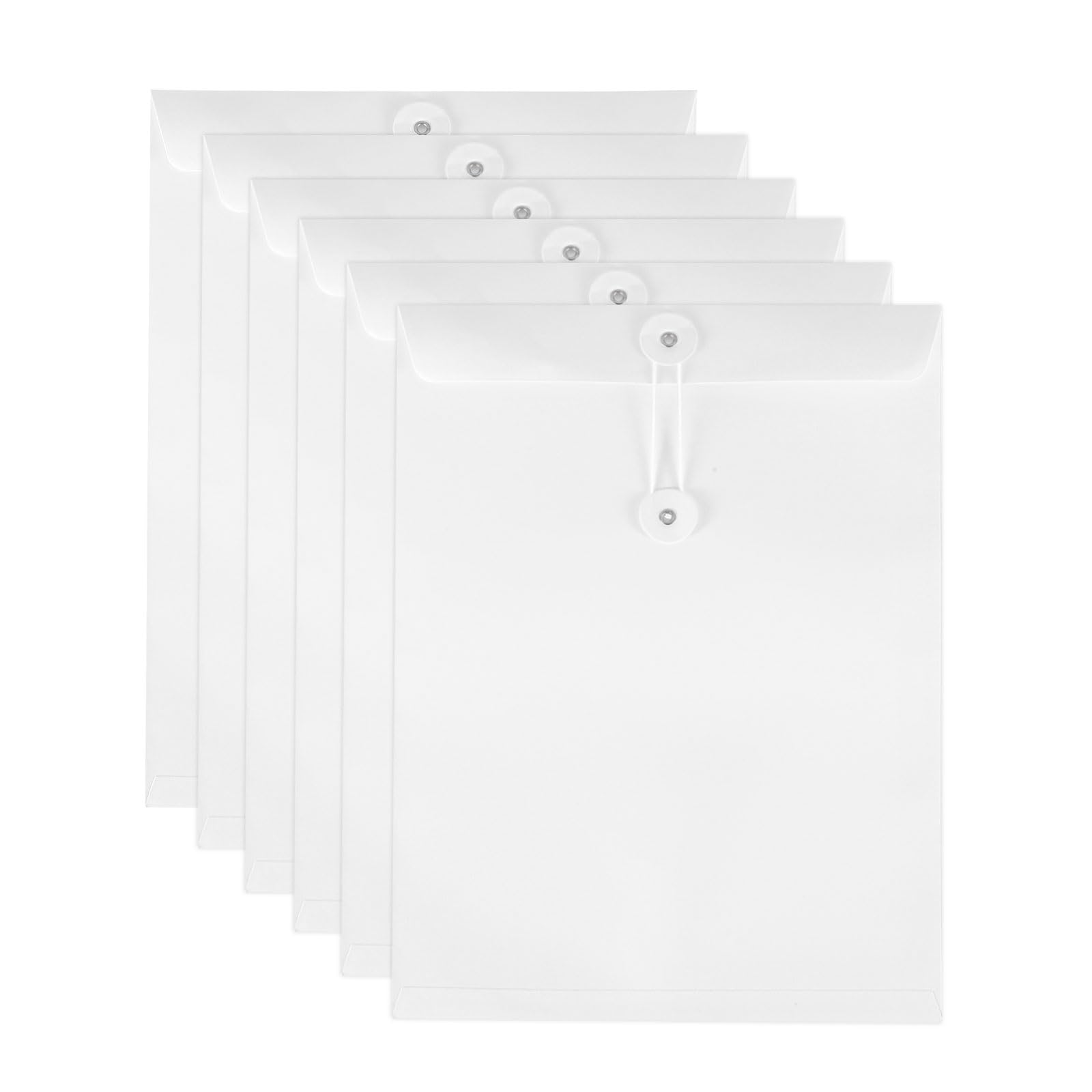 PATIKIL 6 Pcs Kraft Paper Envelope with String Tie Closure, A4 Vintage Envelopes File Folder Bag for Office Business Home Card Storage Document Organize, White