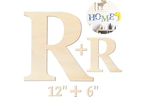 HEKOOLA Large Wooden Letters 12 inch Wood Letters for Crafts Projects Small Wooden Letters 6 inch for Wall Decor Home Decor Birthday Party Wedding Decorations Unfinished Wood Crafts to Paint (Wooden Letter R)