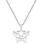 NOUMANDA Cute Flying Pig Necklace Fashion Animal Elements Stainless Pendant Jewelry