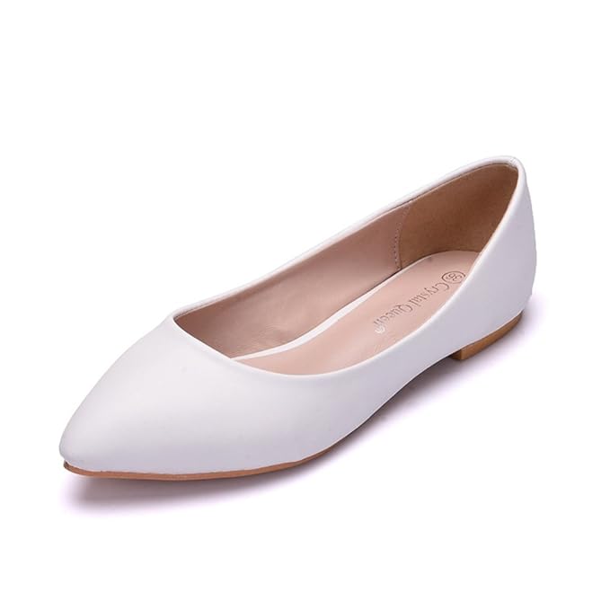 Damen Braut Schuhe Zum Braut Frau Brautjungfer Weiß Spitze Schlüpfen Funkeln Lader Damen Ballett Wohnungen Ballerina Pumps Gr