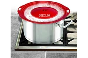 QTECLOR Pot Cover Spill Stopper Lid - Thicken Silicone Boil Over Spill Safeguard,FDA Food Grade Stopper Lid Cover for Pots And Pans, BPA-free Instant Pot Cover, Fits Openings 6" to 10" in Diameter (Red)