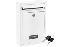 DEAYOU Locking Mailbox Wall Mounted, Drop Box with Key Lock, Weatherproof Secure Mail Box, Galvanized Steel Cover Metal Dropb