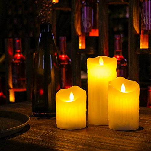 Flameless LED Candles Real Drip Pillar Wax with Timer and 10-key Remote for Wedding,Votive,Yoga and Decoration SET OF 6