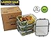 [3-Pack] 2 Compartment Bento Box Leak Proof Glass Meal Prep Food Storage Lunch Containers - Portion Control for Keto, DASH and Mediterranean Diet - BPA Free - Free Keto Cookbook Sample