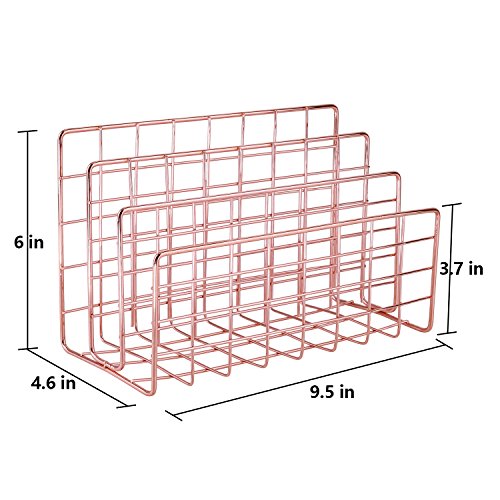 Simmer Stone Desktop Letter Sorter, Organizer for Mails Books Files Brochures Postcards, 3 Slot, Rose Gold/Copper