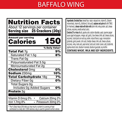 Cheez-It Cheese Crackers, Baked Snack Crackers, Office and Kids Snacks, Buffalo Wing, 12.4oz Box (1 Box)