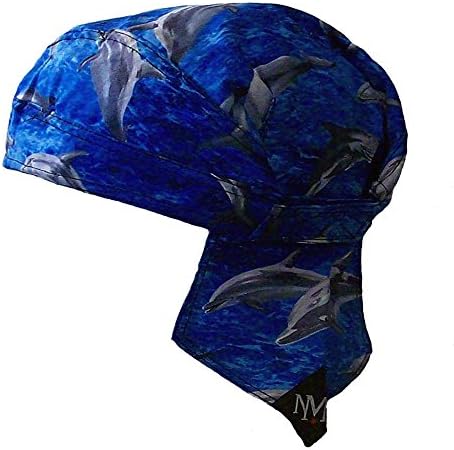 Sea Dolphin Biker Dew rag du rag doo rag headwrap skull cap Microfiber sweatband