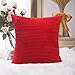 Home Brilliant Red Pillow Covers 18x18 Decorative Corduroy Plush Throw Pillows for Couch Holiday Wedding, Set of 2, Red