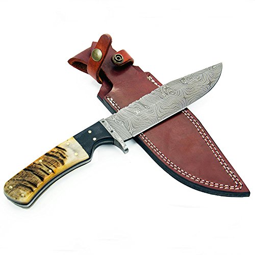 Knives Ranch Damascus Steel Knives 12" Small Bowie Knife with Black