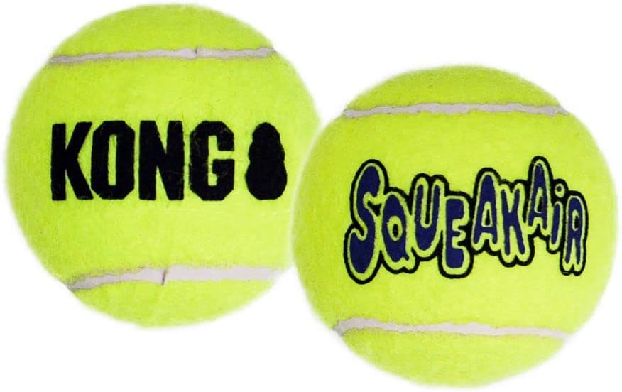 KONG Squeakair Balls Dog Toy Premium Squeak Tennis Balls Large Dogs 2 Pack
