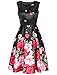 Noctflos Women's Vintage 1950s Floral Print BoatNeck Swing Cocktail Tea Dress