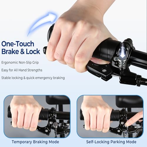 Premium Knee Scooter – Foldable & Steerable Knee Walker, Dual Brakes, New Band Brake, Comfort Knee Pad for Foot Surgery, Broken Foot & Ankle Injury Recovery, Compact Crutch Alternative(Black)