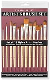 Studio Series Artist's Paint Brush Set (12 highest quality nylon brushes)
