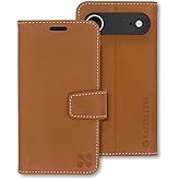 SafeSleeve Wallet Leather Case for iPhone 17 Air EMF Blocker for Cell Phone with 3 Card Holder & Adjustable Stand – Magnetic Closure, and Magnetic Folio Protection for Daily Use (Leather)