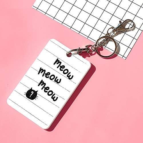SHANF Cute Student Cat Bus Card Set Card Holder Cartoon Bell Lanyard Plastic Bus Card Set Keychain (Cat D Style)
