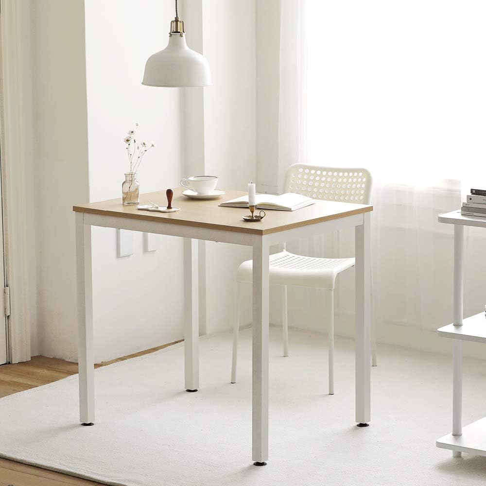 Roomnhome Bistro Table/Bar Table, 31.5"/47'' Dining, Solid Metal Frame, Sturdy Table/Bar Table with MDF Top with 29.5" / 33'' Height (Indoor Use Recommended) (Table/Oak White): Kitchen & Dining