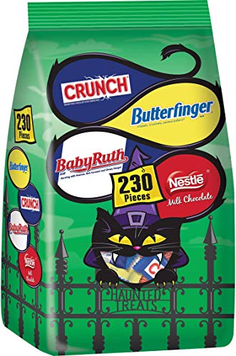 Nestle Assorted Bulk Chocolate Halloween Candy Bag, Fun Size Mix of Butterfinger, Crunch, Baby Ruth & Nestle Milk Chocolate Bars, 88 Ounce