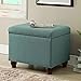 Homepop Home Decor | Upholstered MediumRectangular Storage Ottoman | Hinged Lid Ottoman with Storage for Living Room & Bedroom, Aqua Linen