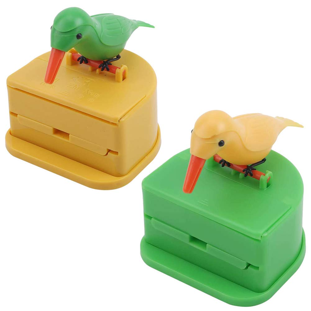 QSXX Toothpick Box Dispenser, 2 Pieces Automatic, PVC, Yellow, Green, Kitchen, Home, Party