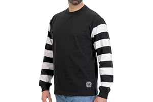 Hot Leathers GMS6002 Men's Black and White Long Sleeve Striped Shirt