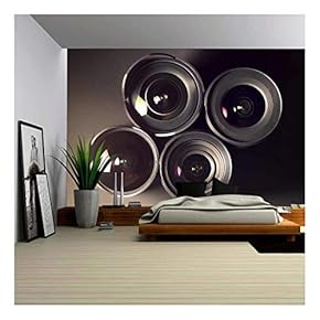 Set of DSLR Lenses, Different Sizes and Reflections - Removable Wall Mural | Self-Adhesive Large Wallpaper - 66x96 inches