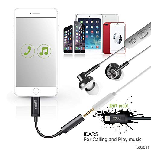iDARS Lightning to 3.5mm Headphone Jack Adapter Apple MFi Certified