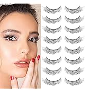 Derun 8 Pairs 3D Cat Eye Wispy False Lashes Packs Natural Look Fluffy Faux Mink Lashes 12MM Faux ...