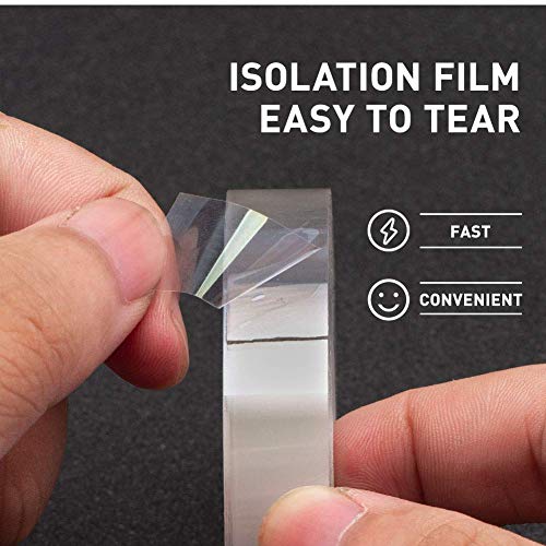 Double Sided Tape Heavy Duty 0.5 in x 10 ft x Single Roll, (Transparent) Heavy Duty Removable