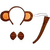 Monkey Costume Adult Women Halloween Monkey Ears Headband and Tail Accessories Animal Costume for Party Cosplay Dress Up