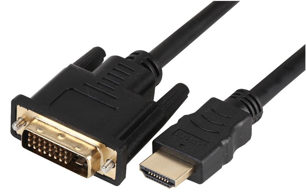 Pro Signal PSG91376 High Speed 4K UHD HDMI Lead, Male to DVI-D Male, Gold Plated Connectors, 1.8 m, Black