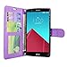 LG G4 Case - Cellularvilla Diamond Glitter Sparking Pu Leather Wallet Flip Open Pocket Credit/id Card Slots/Holder & Wrist Strap Case Cover for LG G4 (Purple Glitter)
