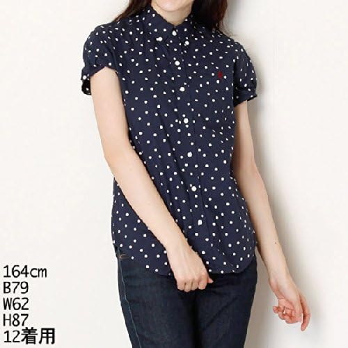 Amazon ビショップ レディース Bshop Gymphlex ジムフレックス フレンチスリーブボタンダウンシャツ ネイビー系1 N W Dot 12 S シャツ ブラウス 通販