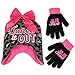 Nickelodeon Girls' Little JoJo Siwa Hat and Gloves Cold Weather Set, Black/Pink, Age 4-7