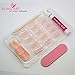 False Nails Bling Art French Fake White Hearts Squoval 24 Acrylic Medium Tips