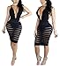 Antique Style Womens Sexy Deep V-Neck Backless Crossover See Through Bodycon Party Club Midi Dress