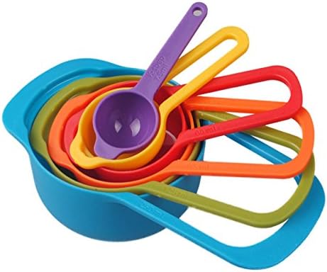 Penta Angel High Quality Rainbow 6 PACK Stackable Measuring Spoons and Cups Food Grade Quality PP Plastic Cup Spoon Baking Tool Kit (multicolor) (6 Colors)