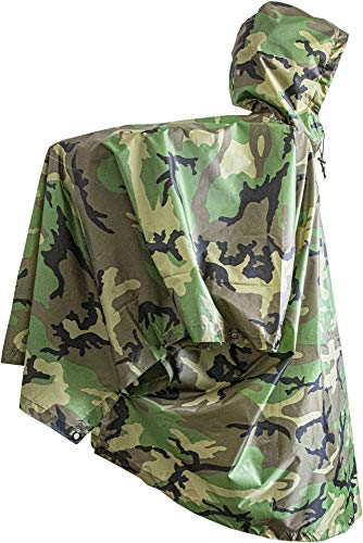 USGI Industries Military Poncho Emergency Tent Shelter Multi Use Rip Stop Camo Survival Rain Poncho  - //coolthings.us